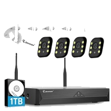 Jennov 5MP WLAN Überwachungskamera Set Aussen 10CH NVR mit Farb-Nachtsicht 1TB