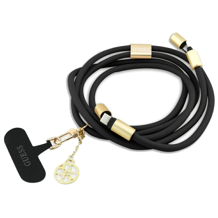 Daten- und Ladekabel USB-C - USB-C Guess CBDY 4G Charm, 100W, 1,5m, Schwarz
