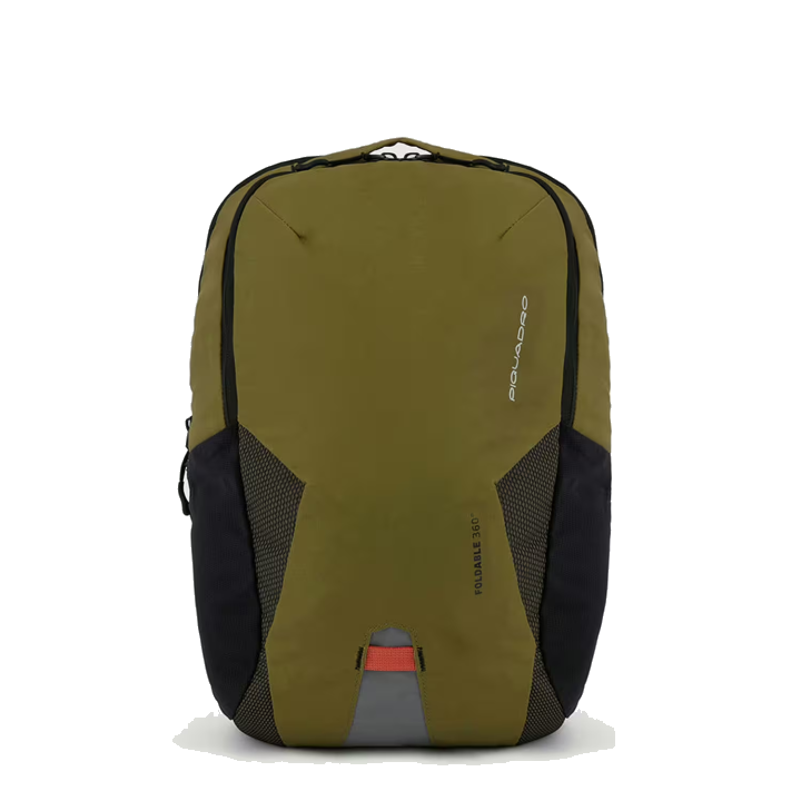 Piquadro Foldable Faltbarer Laptop-Rucksack aus rezykliertem Stoff Militärgrün