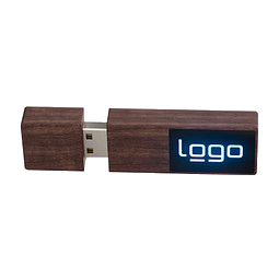 USB-Stick Holz mit Leuchtlogo, 8 GB, walnuss