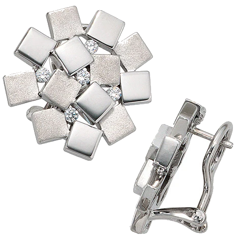 Ohrstecker 925 Sterling Silber rhodiniert mattiert 10 Zirkonia Ohrringe