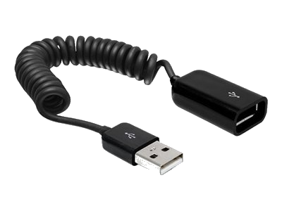DELOCK USB Kabel A -> A St/Bu 0.20m-0.60m sw Spiral