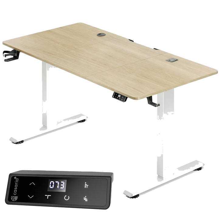 Casaria Schreibtisch Elektrisch höhenverstellbar Memory-Funktion Sitz-/Steherinnerung, Höhenverstellbar elektrisch mit Wireless Charger 120 / 140 / 160 cm