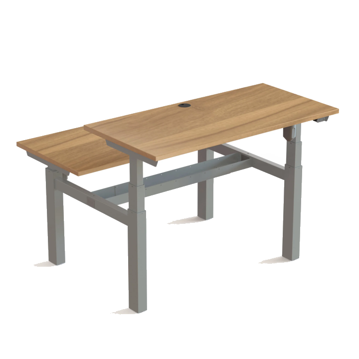Doppel-Rechteck-Schreibtisch, höhenverstellbar, Säulenfüße, B x T 120 x 60 cm