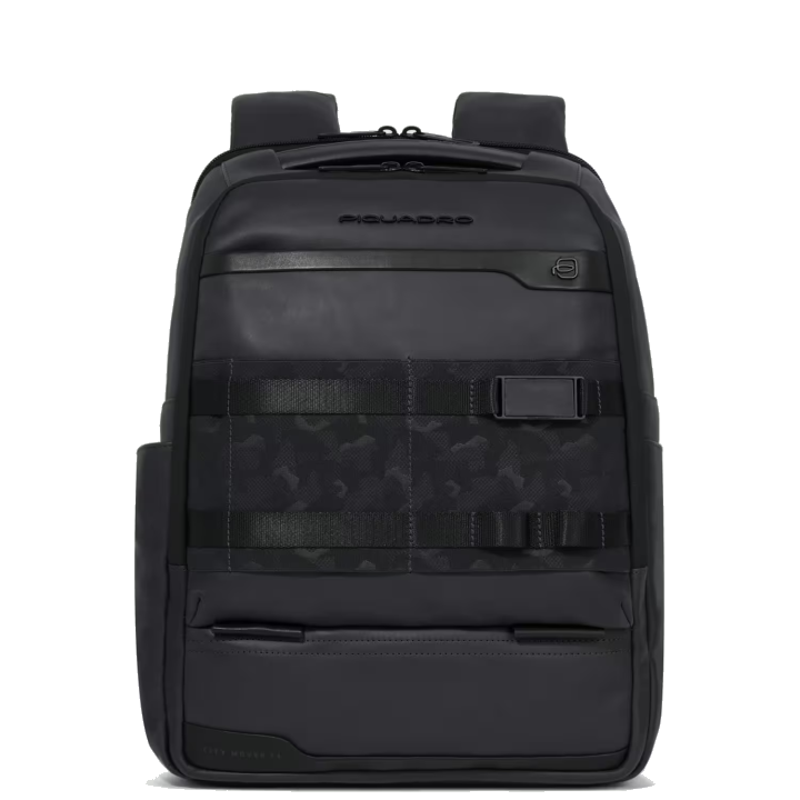 Piquadro FXP Modulare Leder-Laptop-Rucksack 14" Schwarz