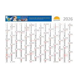 14-Monats-Wandplaner Comfort 2026, inkl. 4-fbg. Werbeaufdruck