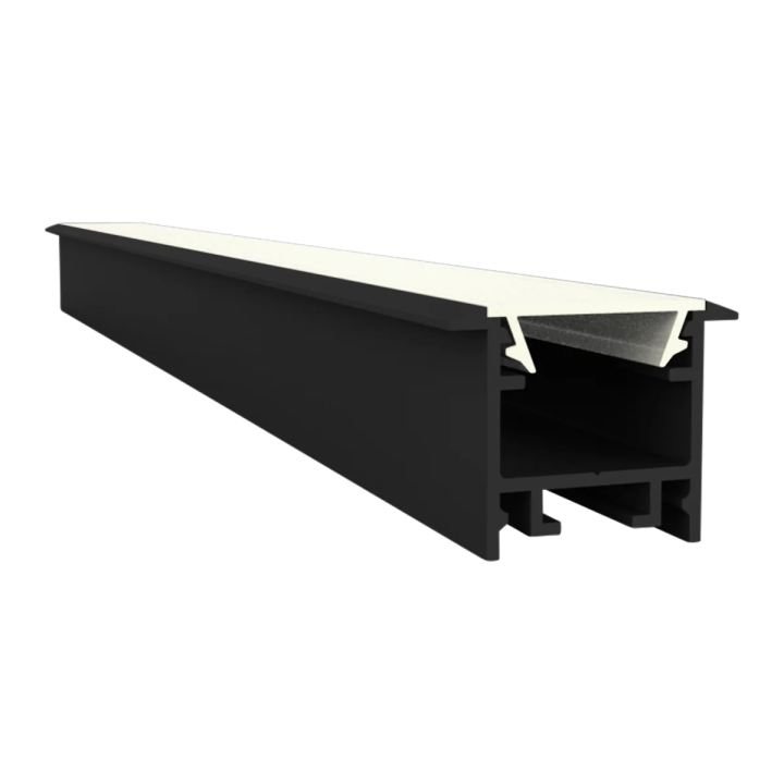LED Aluprofil EXO-A2F_13 Einbauprofil Schwarz – 2 m, schmal, mit verdeckter Kabelführung