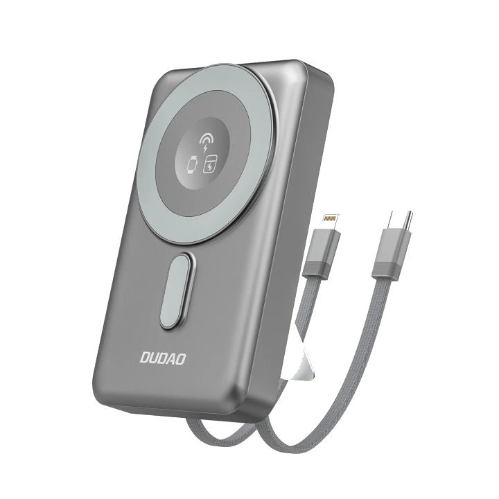 Externer Wireless-Akku Dudao K29, 10000mAh, 20W, PD + FQI, 1 x Lightning - 1 x QI - 1 x USB-C, Grau
