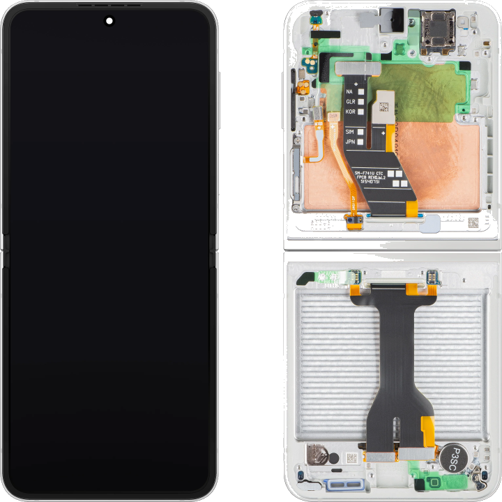 Display mit Touchscreen Samsung Galaxy Z Flip6 F741, mit Rahmen, Sub Inner, Weiß, Service Pack GH82-35014F