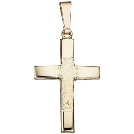 Anhänger Kreuz 585 Gold Gelbgold gehämmert Kreuzanhänger Goldkreuz Goldanhänger