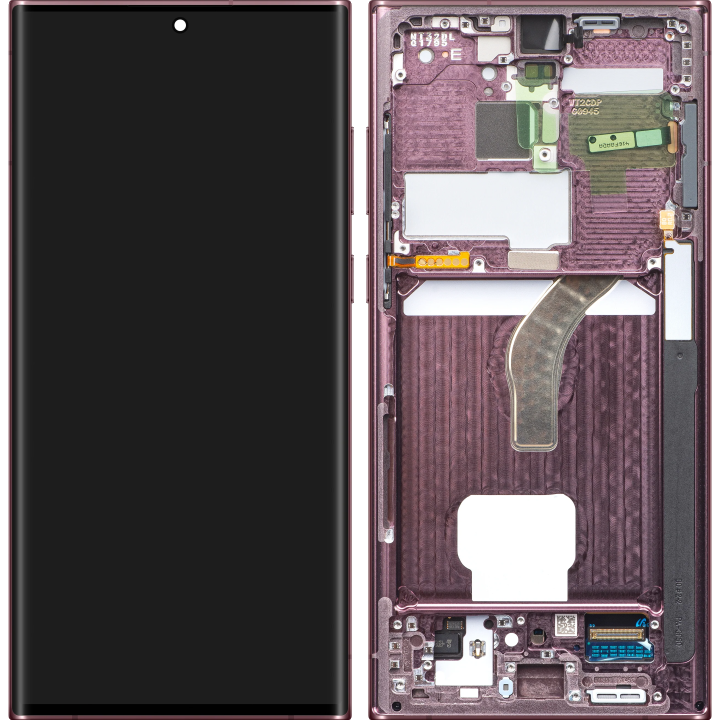 Display / Touchscreen für Samsung Galaxy S22 Ultra 5G S908 | mit Rahmen | Weinrot | Service Pack