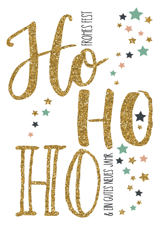 CACTUS Mini-Weihnachtskarte , Ho Ho Ho, , mit Glimmer