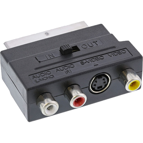 InLine® Scart Adapter, Scart (in out) an 3x Cinch Buchse und 1x S-VHS Buchse