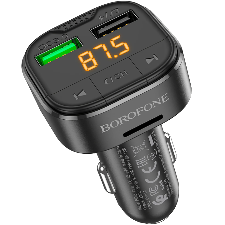 FM Bluetooth Modulator Borofone BC43 Flash, 2 x USB-A - 1 x microSD