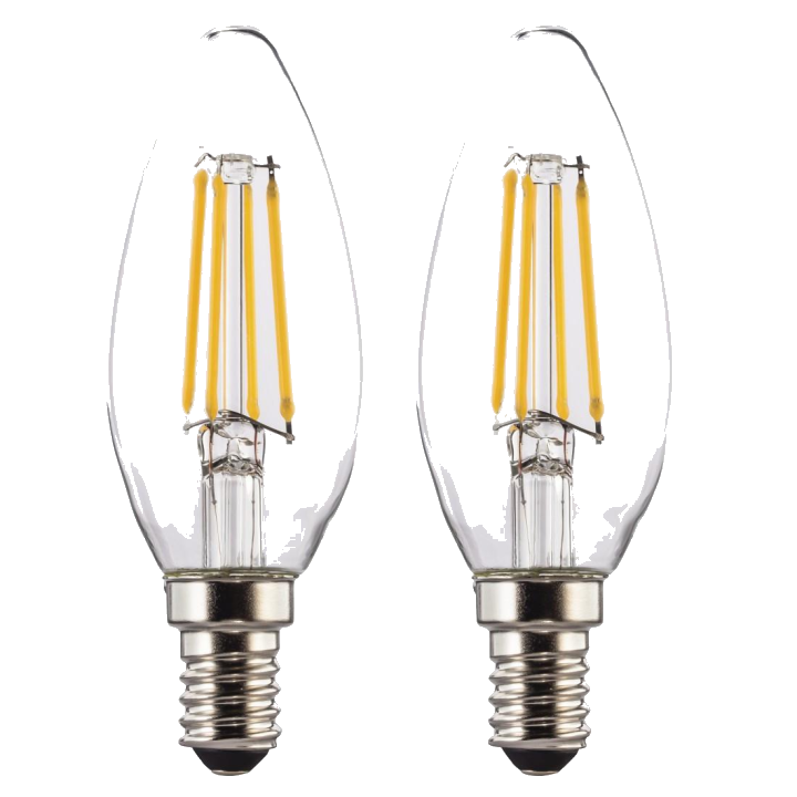 LED-Filament, E14, 470lm ersetzt 40W, Kerzenlampe, Warmweiß, Klar, 2 Stück (00112905)