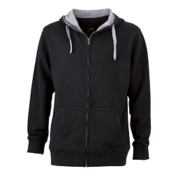 JAMES & NICHOLSON Unisex Sweat-Jacke mit Kapuze, schwarz, L