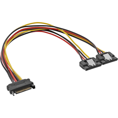 InLine® SATA Strom-Y-Kabel, SATA Buchse an 2x SATA ST mit Lasche, 0,30m