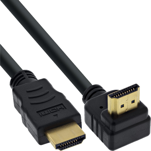 InLine® HDMI High Speed Kabel mit Ethernet, gewinkelt, schwarz, 2 m