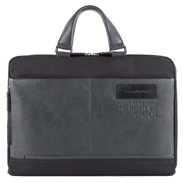 Piquadro Ade Laptoptasche 15,6" aus recyceltem Stoff, mit iPad®-Fach schwarz