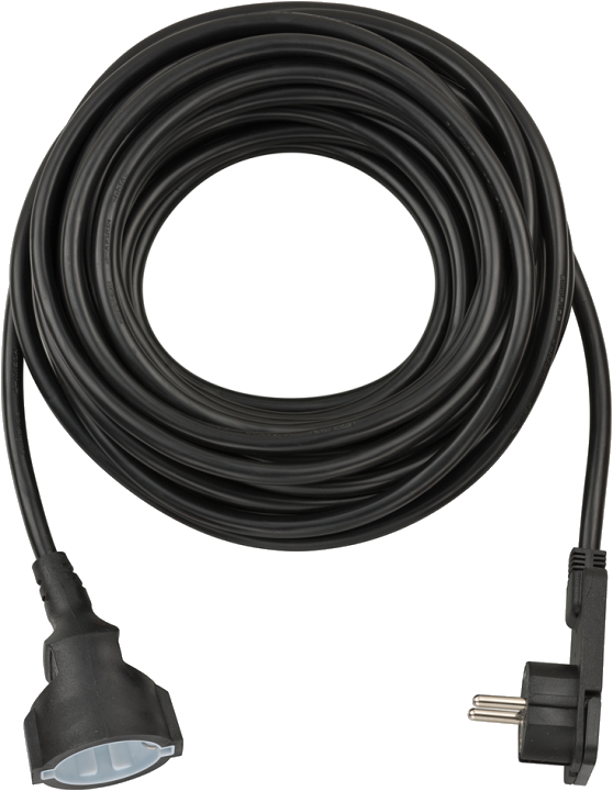 Kurzverlängerungsleitung mit Winkel-Flachstecker H05VV-F3G1,5 , 3 m, schwarz