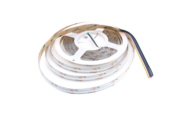 COB RGBCCT LED Streifen 12 mm, 840 LEDs/m, 24V, 21 W/m, RGB und CCT 3000-6000K, IP65, wasserfest