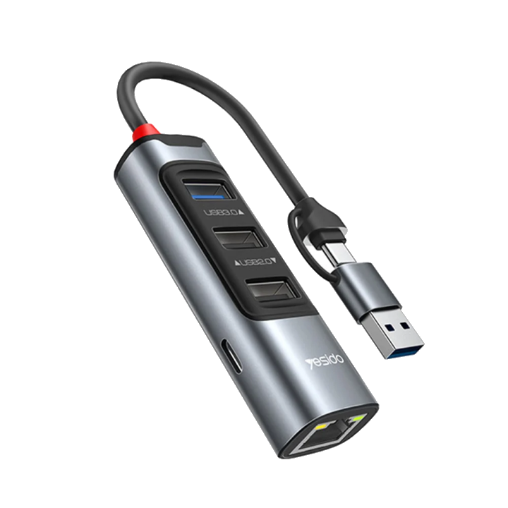 USB / USB-C Hub Yesido HB21, 5in1, Grau
