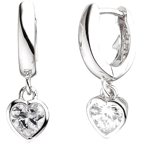 Kinder Creolen Herz 925 Sterling Silber 2 Zirkonia Ohrringe Kinderohrringe