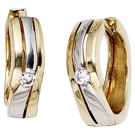 Creolen 333 Gold Gelbgold bicolor 2 Zirkonia Ohrringe Goldohrringe Goldcreolen