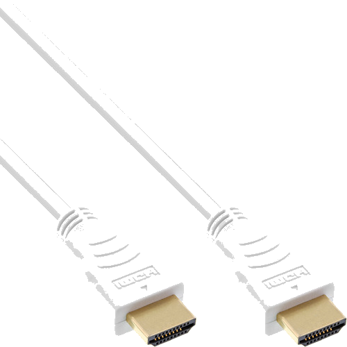 InLine® HDMI-High Speed Kabel mit Eth., Premium, ST / ST, weiß / gold, 2m