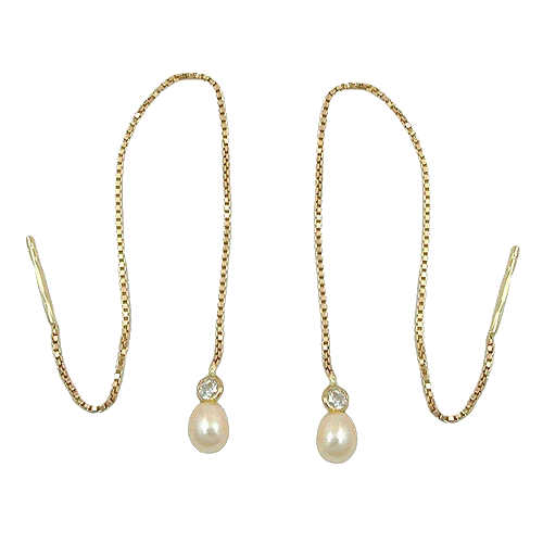 Ohrringe Durchzieher 93mm Kettchen Gold 375