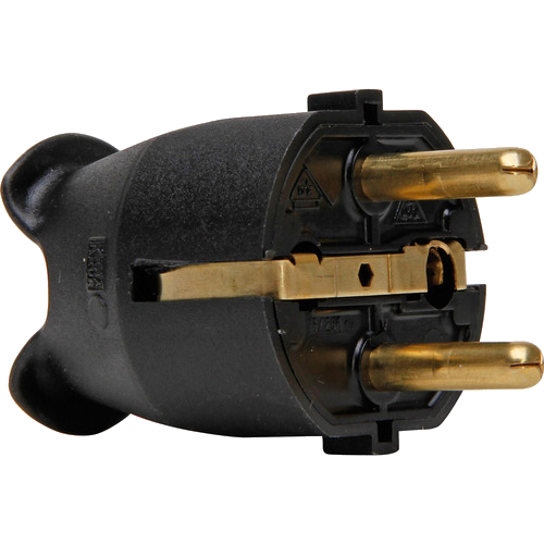 Kopp Kunststoff-Schutzkontakt-Stecker, für 3x1,5mm², schwarz