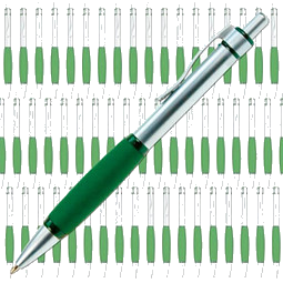 Werbe-Set: 100 Werbe-Set, 100 Teile LANCE® Metall-Kugelschreiber Rubber-Grip, inkl. Druck, blaue Mine, silber/grün