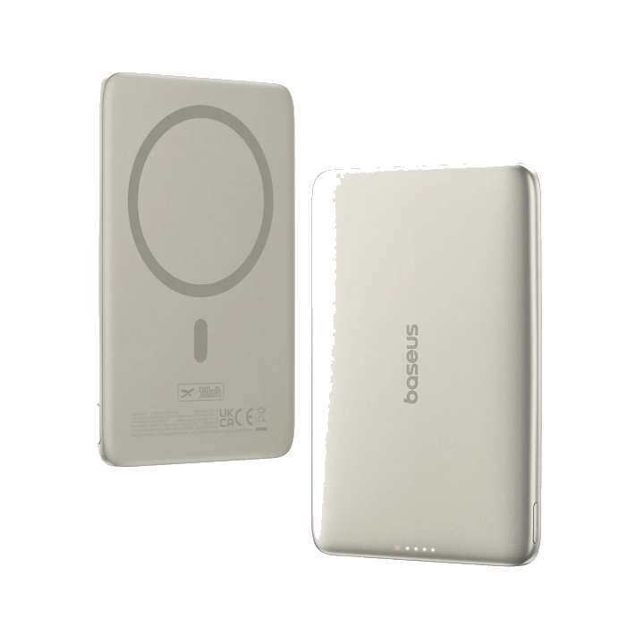 Externer Wireless-Akku Baseus PicoGo AM41, 5000mAh, 20W, PD + FQI, 1 x QI - 1 x USB-C, Beige