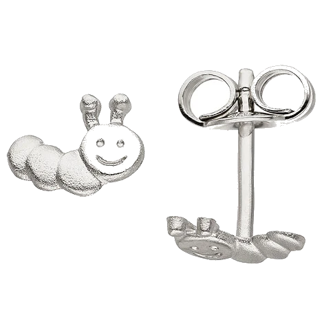Kinder Ohrstecker Raupe 925 Sterling Silber mattiert Ohrringe Kinderohrringe