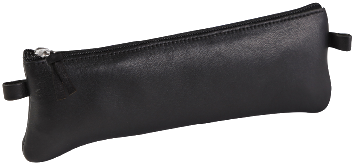 Clairefontaine Schlamper-Etui, flach, Leder, schwarz