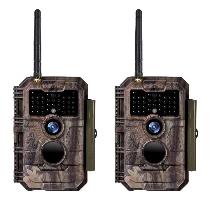 2-tlg. Wildkamera Wlan Fotofalle Jagdkamera Wildtierkamera 64MP 1296P 0,1s Schnelle Trigger Geschwindigkeit Nachtsicht Bewegungsmelder 110°PIR IP66 Wasserdichter | W600 Rot