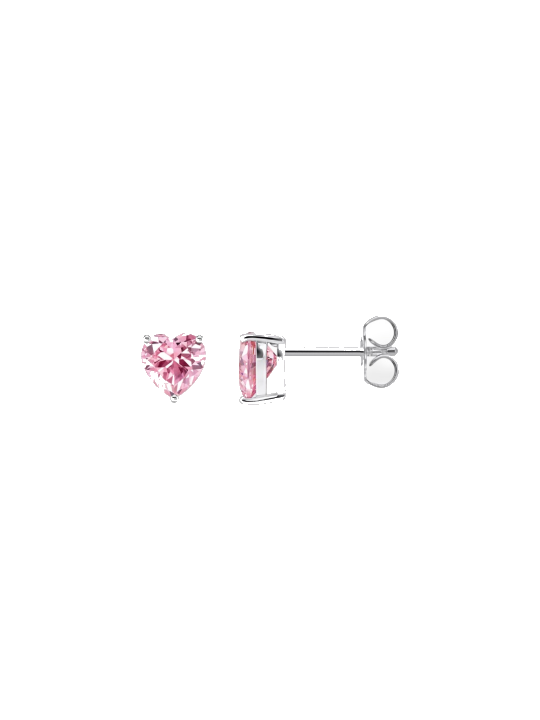 Thomas Sabo H2306-051-9 Silberner Ohrstecker mit pinkfarbenem Stein in Herzform 7,0 mm Damen