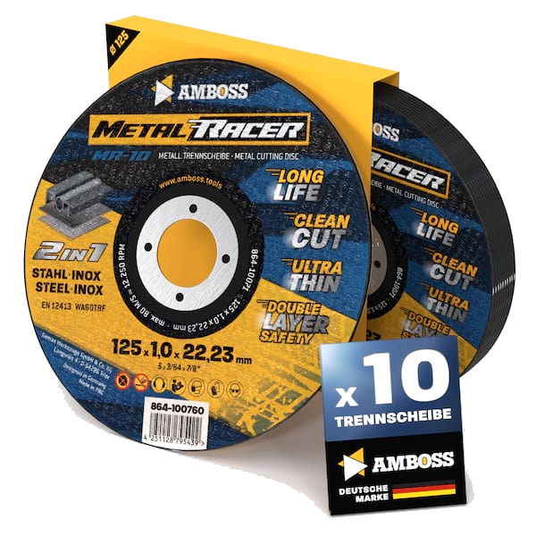10x Amboss Metal Racer Trennscheibe | Ø125 mm - 1 mm - 22.23 mm |