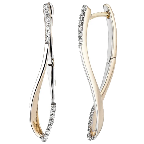 Creolen 585 Gold Gelbgold bicolor 28 Diamanten Brillanten 0 12ct. Ohrringe