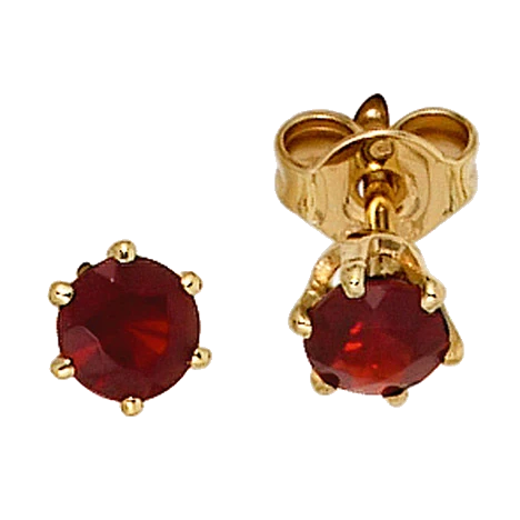 Ohrstecker rund 585 Gold Gelbgold 2 Granate rot Ohrringe Goldohrstecker