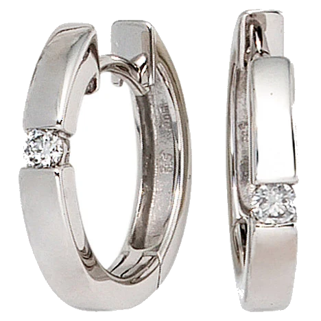 Creolen rund 585 Gold Weißgold 2 Diamanten Brillanten 0 10ct. Ohrringe