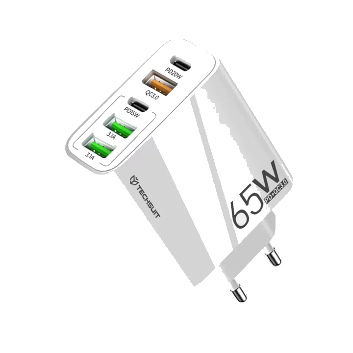 Netzladegerät Techsuit CHC2 PentaXPower, 20W, 3A, 3 x USB-A - 2 x USB-C, Weiß