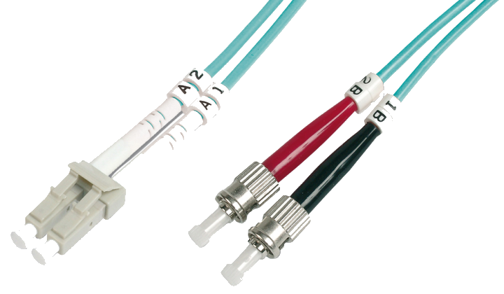 DIGITUS LWL Patchkabel, 2 x ST - LC-Duplex, OM3, 10,0 m