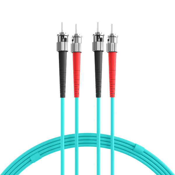 Duplex Patchkabel ST-ST OM3, 1m LSZH 3mm aqua