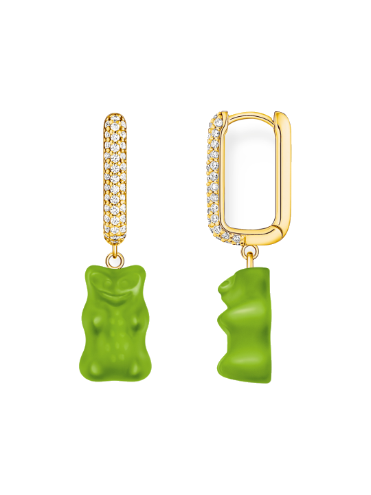 Thomas Sabo CR727-414-6 Vergoldete Einzel-Creole mit grünem Goldbären in Midiversion Damen