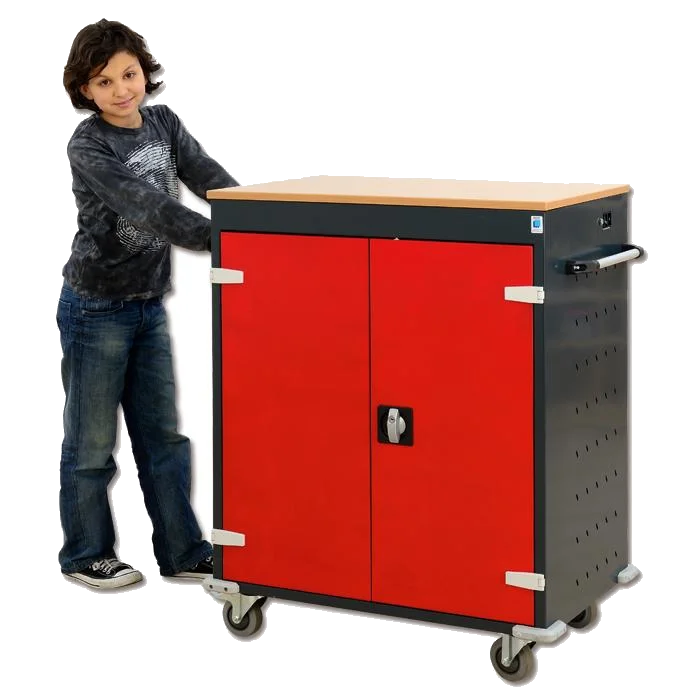 Notebook Wagen Secure, RAL 9010 - Reinweiß