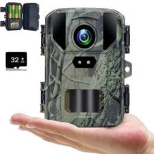 Mini Wildkamera 24MP 1080P Video Jagdkamera Bewegungsmelder Nachtsicht+SD Karte