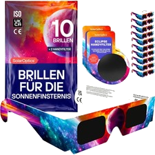 Sichere Sonnenfinsternisbrille & Kamera Filter Set - 10er Packung für Familien