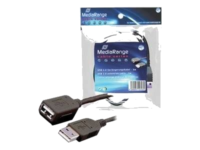 MediaRange Verlängerungskabel USB 2.0 A->A St/Bu 3m schwarz