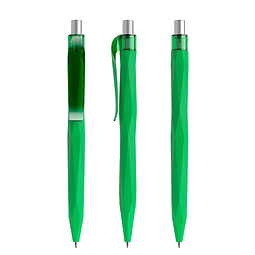 prodir® Druckkugelschreiber QS20 Soft Touch PRT Push, blaue Mine, hellgrün/silber satiniert